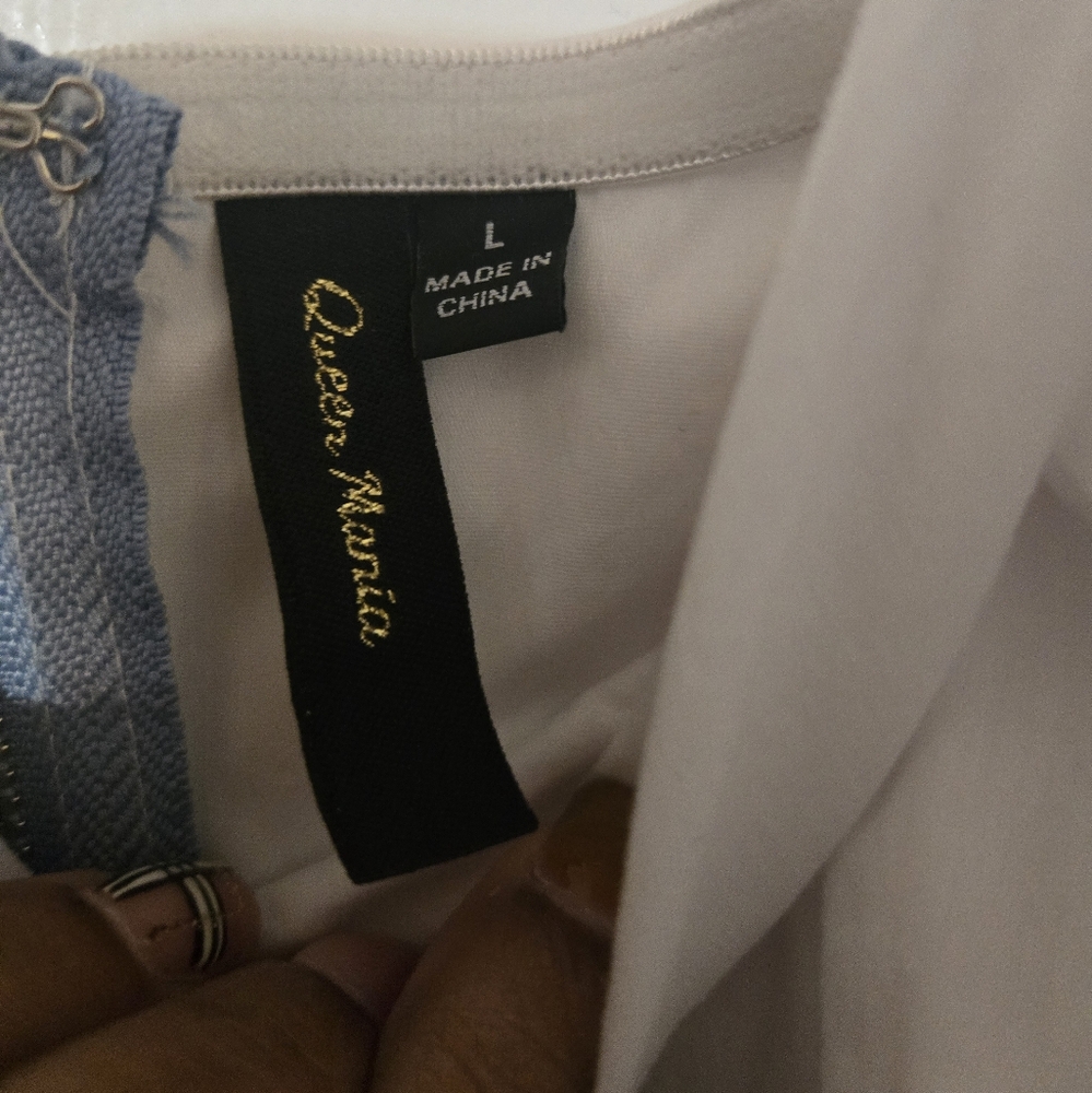 Stylish White and Denim Jumpsuit - Picture 3 of 5